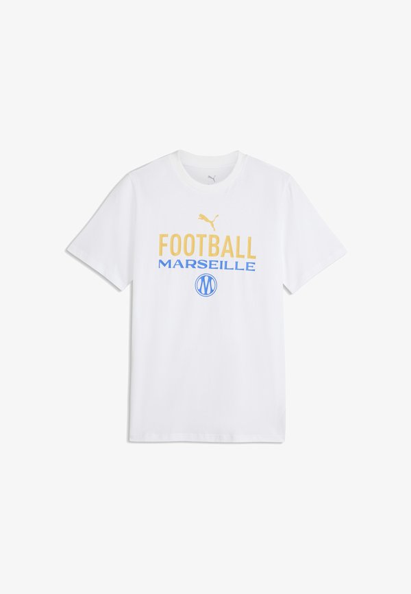 Puma OLYMPIQUE DE MARSEILLE FTBLCULTURE T-SHIRT - Club wear - white- team royal