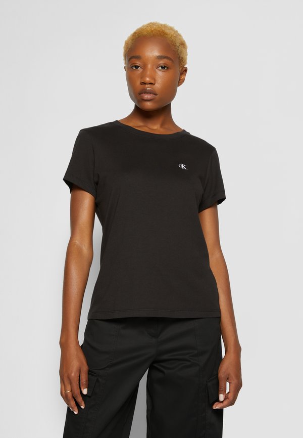 Calvin Klein Jeans EMBROIDERY SLIM TEE - Basic T-shirt - black