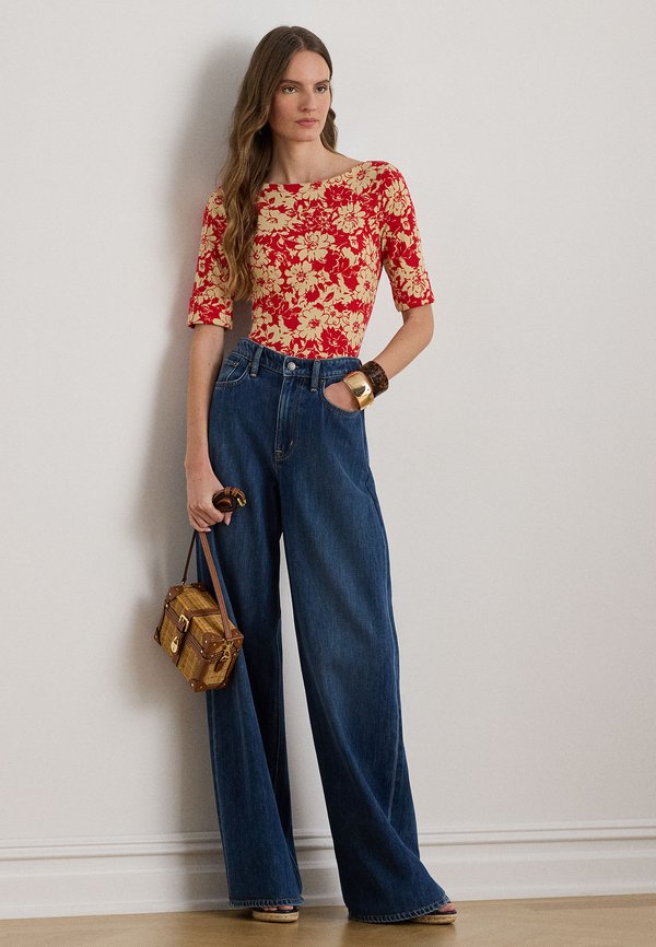 Lauren Ralph Lauren FLORAL STRETCH COTTON BOATNECK TEE