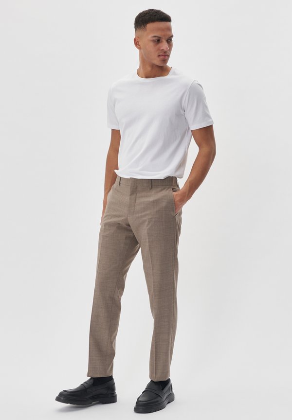 Matinique MALAS - WOOL BLEND SUIT PANTS - BELT STRAPS - STRAIGHT LEG