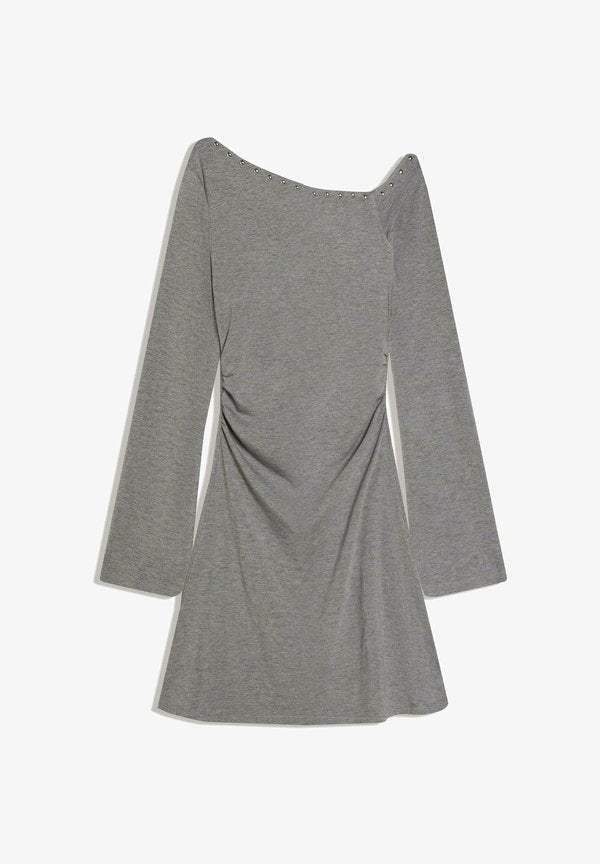Bershka ASYMMETRIC STUDDED MINI - Jersey dress - dark grey