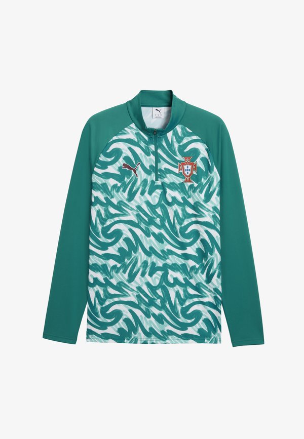 Puma PORTUGAL AUFWÄRMOBERTEIL - National team wear - green lagoon-ruby shimmer
