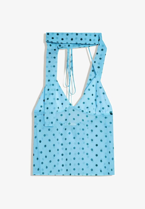 Bershka POLKA DOT SCARF STRAP TOP - Top - turquoise
