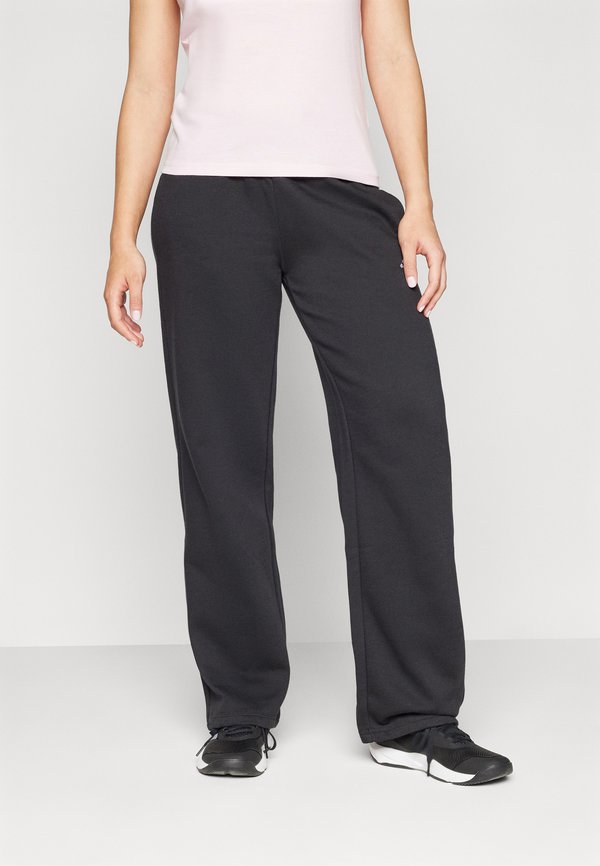 adidas Sportswear ESSENTIALS SMALL LOGO FEEL COZY OPEN HEM PANTS - Tracksuit bottoms - black/white
