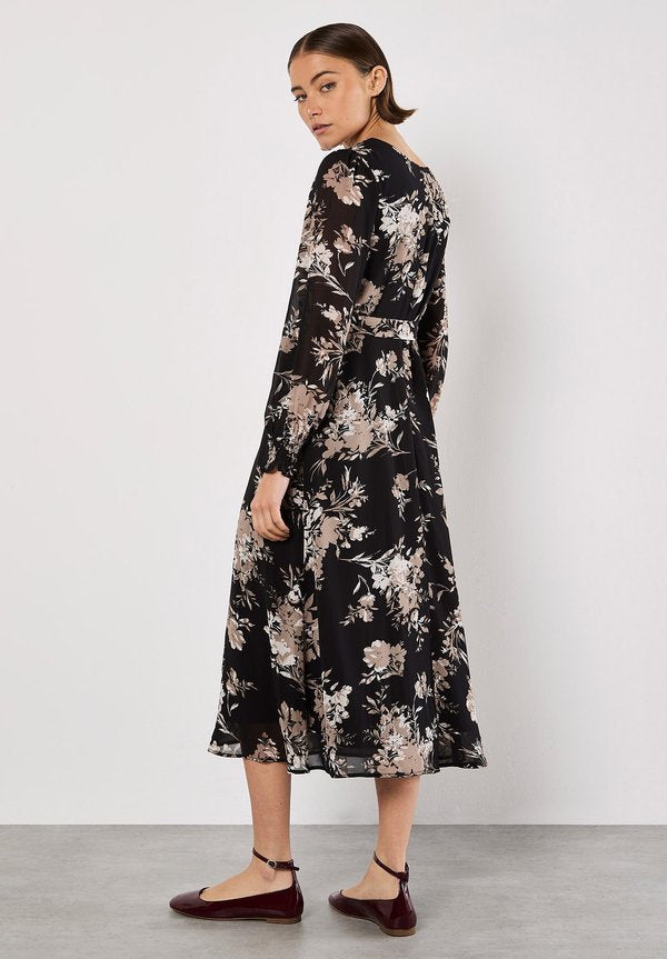 Apricot SILHOUETTE FLORAL MIDAXI