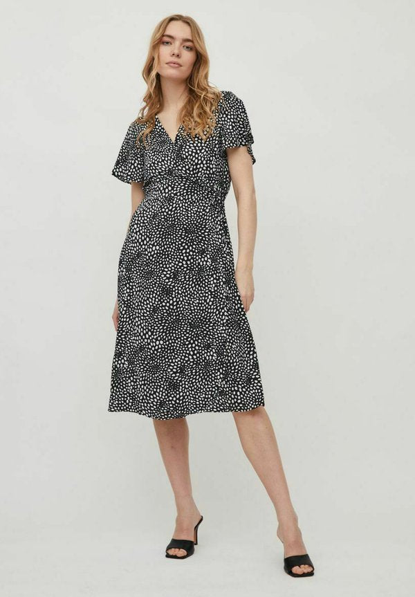 VILA VILOVIE S/S WRAP MIDI DRESS - NOOS