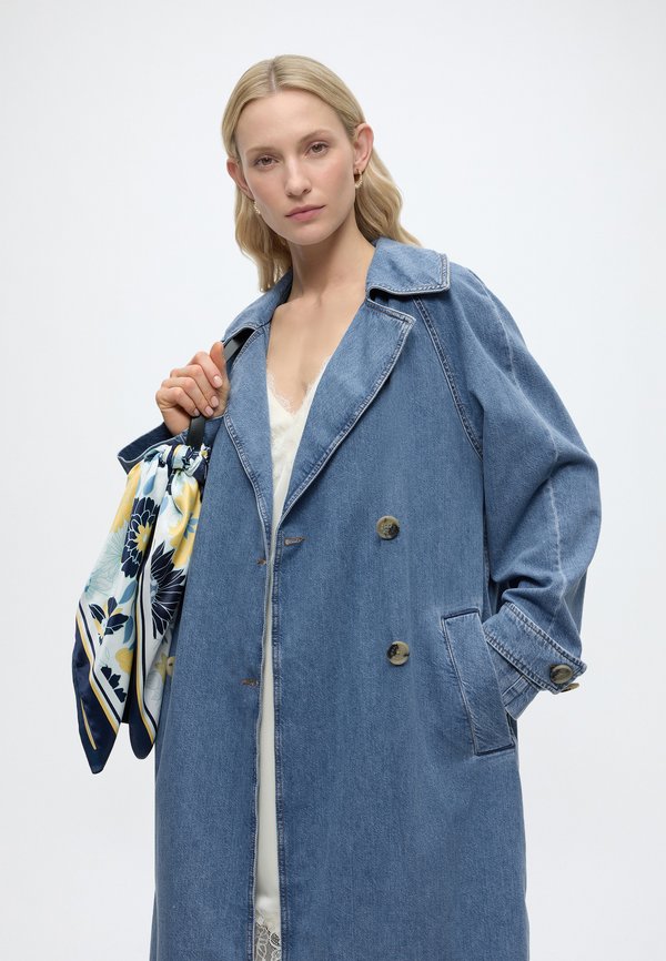 Marc O'Polo DENIM PINEAPPLE FIBRE, DENIM TRENCHCOAT, DOUBLEBREASTED, BELT