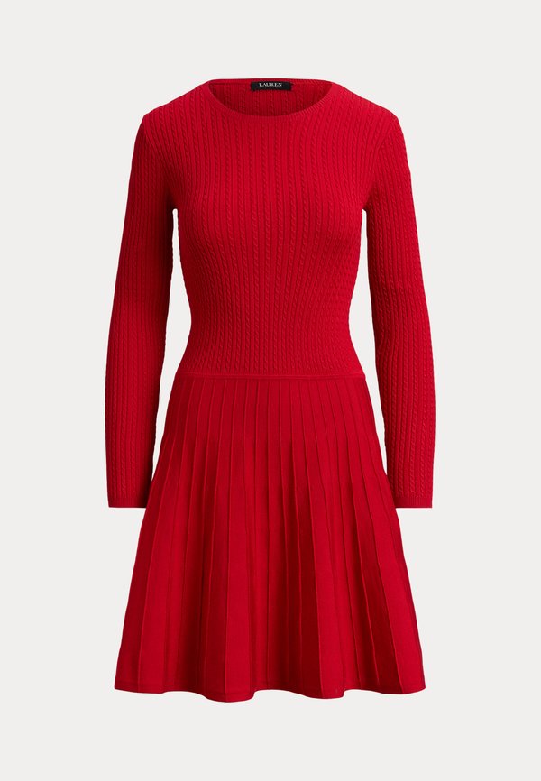 Lauren Ralph Lauren MINI-CABLE PLEATED FIT-AND-FLARE DRESS