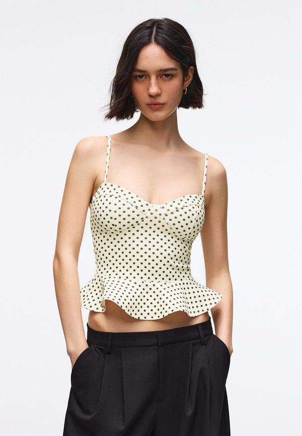 Bershka PEPLUM CORSET TOP - Top - beige