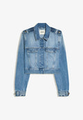 Bershka CROPPED DENIM - JACKET - Denim jacket - light blue