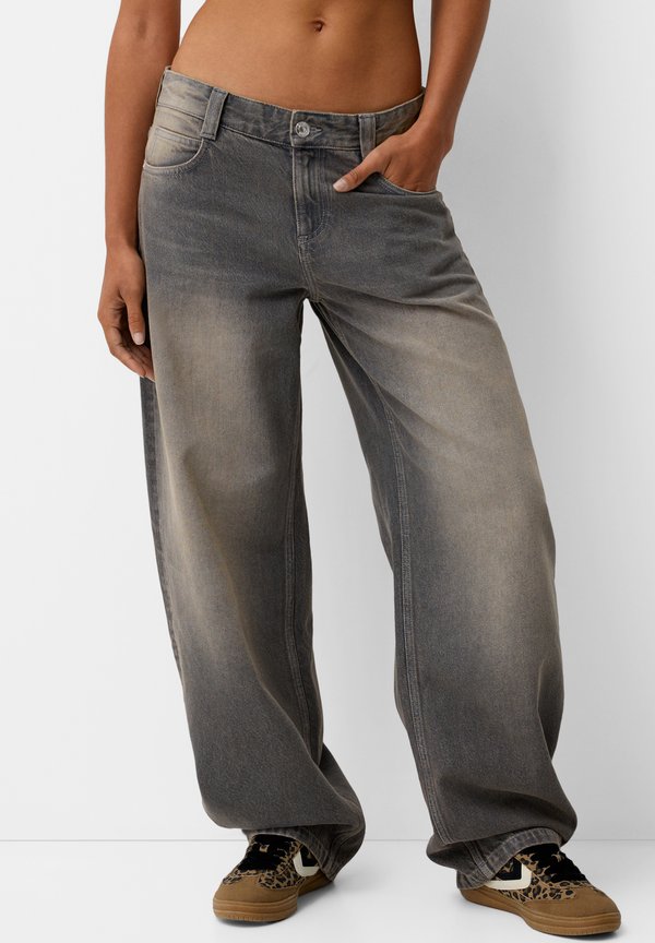 Bershka BALLOON - BAGGY - Relaxed fit jeans - mottled dark grey