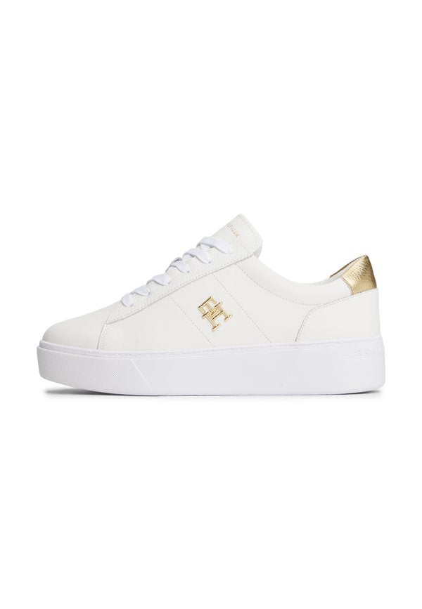 Tommy Hilfiger METALLIC HEEL LEATHER PLATFORM COURT TRAINERS