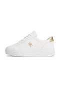 Tommy Hilfiger METALLIC HEEL LEATHER PLATFORM COURT TRAINERS