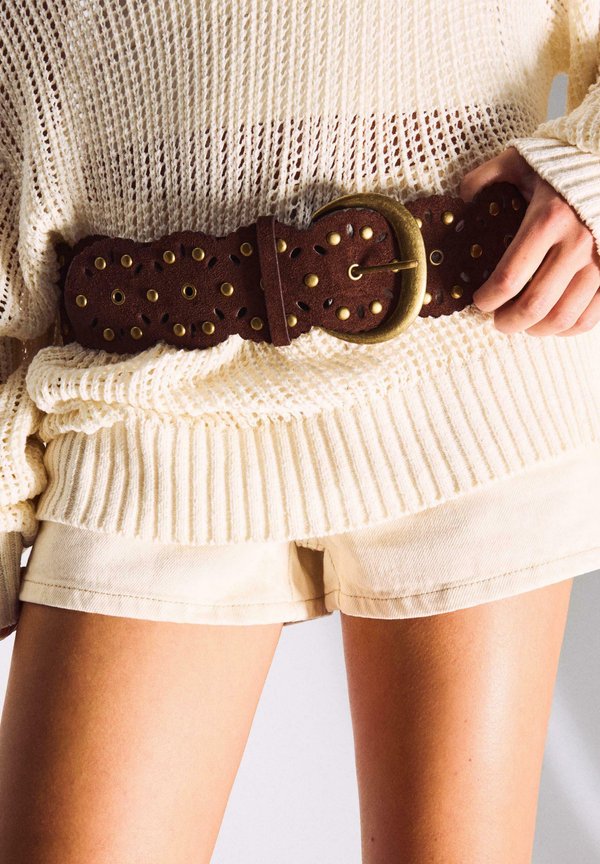 Bershka OPENWORK BELT - Belt - dark brown