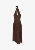 Bershka LONG HALTER DRESS - Maxi dress - dark brown