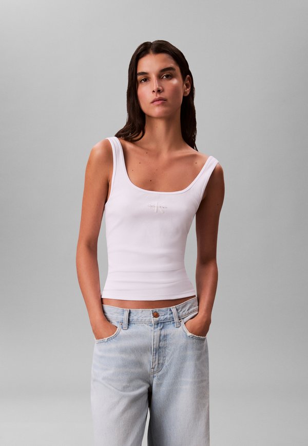 Calvin Klein Jeans MONOGRAM SCOOP - Top - brilliant white