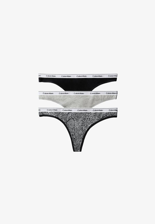 Calvin Klein Underwear ICON LOGO 3 PACK - Thong - black/grey heather/marble snake