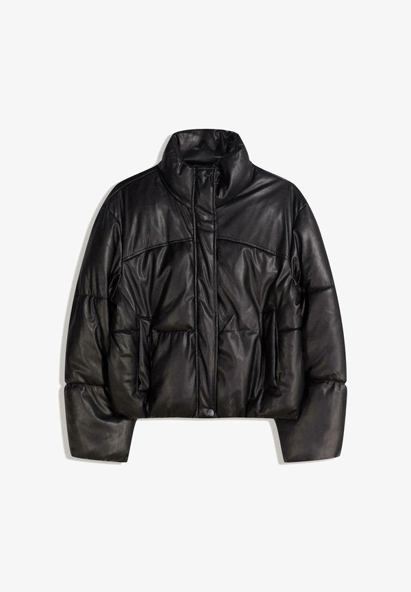 Bershka EFFECT - PUFFER - Winter jacket - black
