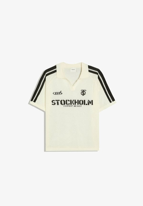 Bershka POLO - RETROSPORT WITH STRIPES - Print T-shirt - white