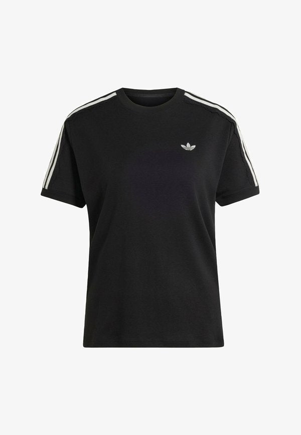 adidas Originals LACE 3 STRIPES TEE - Print T-shirt - black
