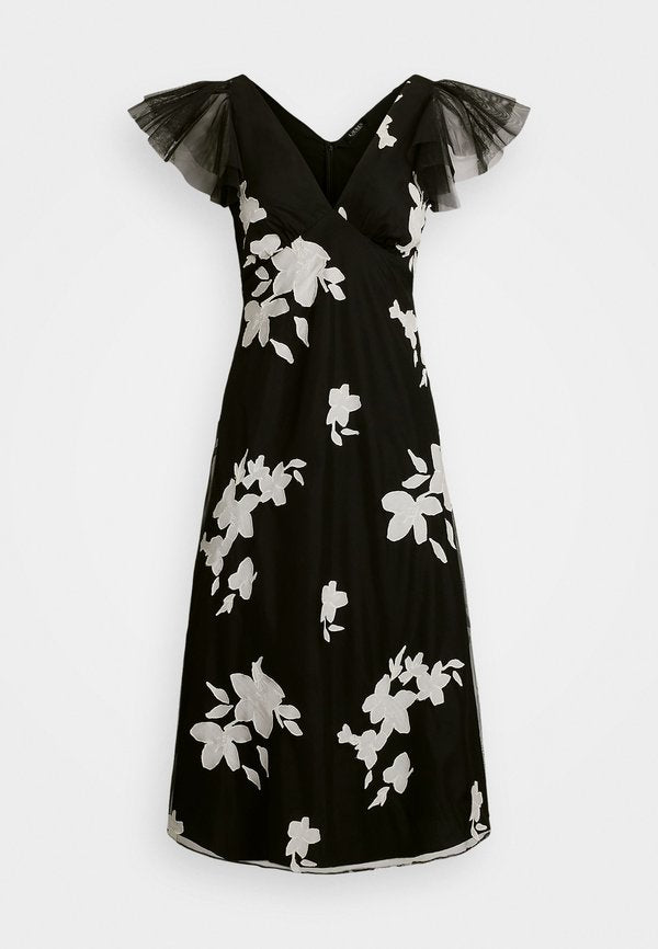 Lauren Ralph Lauren NESSA FLORAL APLQUE MESH COCKTAIL DRESS