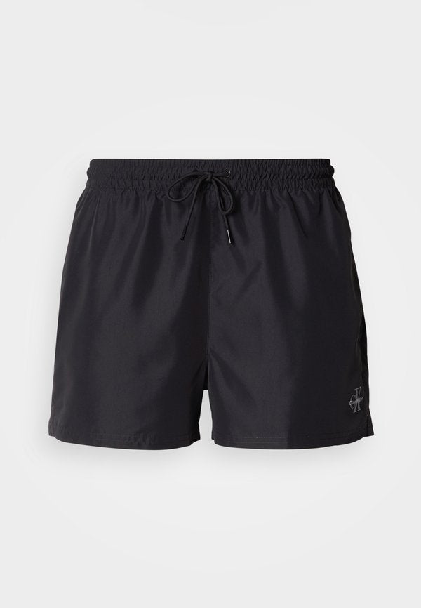 Calvin Klein Swimwear DRAWSTRING WAISTBAND GRAPHIC MONOGRAM - Swimming shorts - black