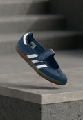 adidas Originals SAMBA JANE BALLERINA - Ankle strap ballet pumps - crew navy/footwear white/gold-coloured metallic