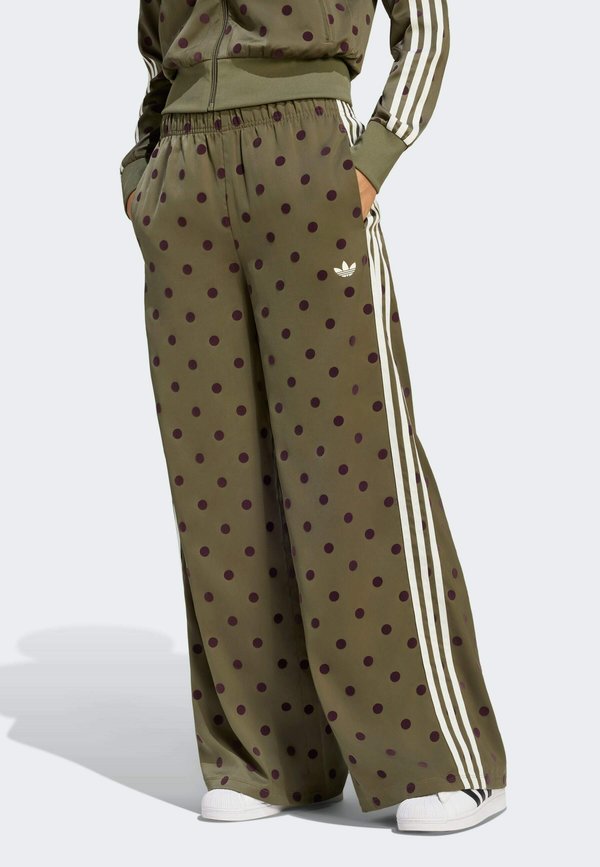 adidas Originals SATIN POLKA DOTS WIDE LEG PANT - Trousers - olive strata