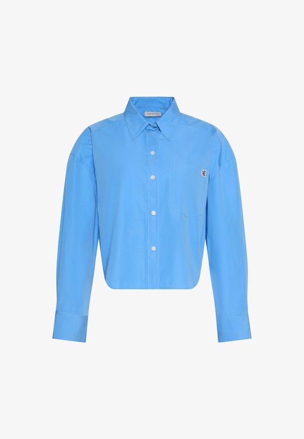 Calvin Klein Jeans CROPPED - Button-down blouse - marina