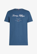 Tommy Hilfiger SCRIPT LOGO TEE - BRAND LOVE - Print T-shirt - aegean sea