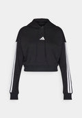 adidas Sportswear ESSENTIALS 3 STRIPES FRENCH TERRY CROPPED - Hoodie - black/white