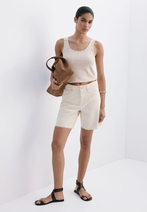 Mango ADULT - Denim shorts - off-white