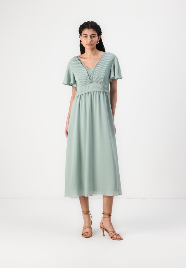 VILA VILILLA V NECK MIDI DRESS