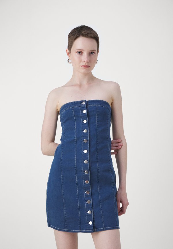 Denim Project BUTTON BANDEAU DRESS