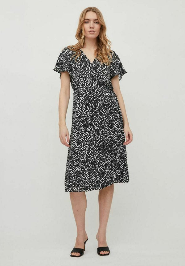 VILA VILOVIE S/S WRAP MIDI DRESS - NOOS