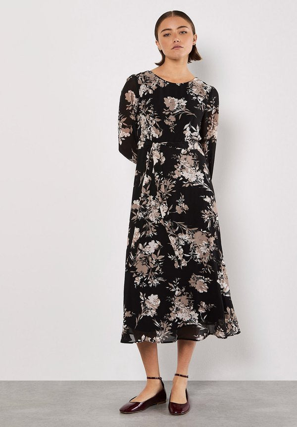 Apricot SILHOUETTE FLORAL MIDAXI