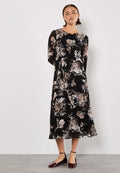 Apricot SILHOUETTE FLORAL MIDAXI