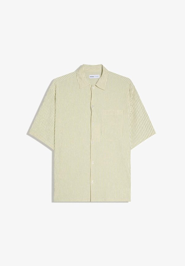 Bershka SHORT SLEEVE BOXY FIT STRIPE SHIRT - Shirt - dark green
