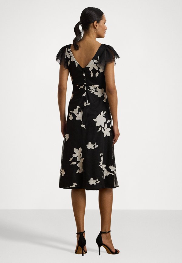 Lauren Ralph Lauren NESSA FLORAL APLQUE MESH COCKTAIL DRESS