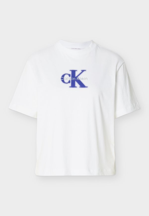 Calvin Klein Jeans BOXY SEASONAL MONOLOGO  - Print T-shirt - bright white