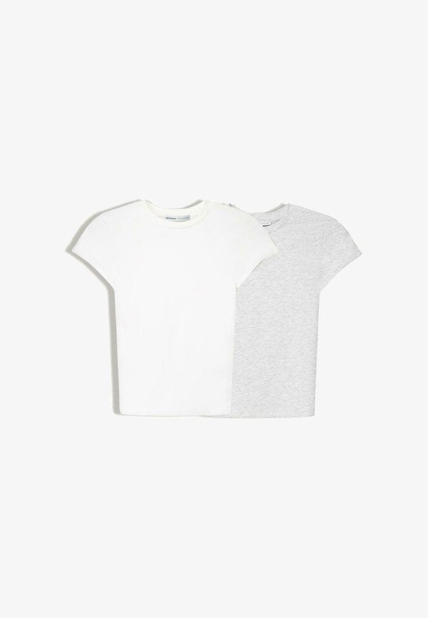 Bershka SHORT SLEEVE ROUND NECK - 2-PACK  - Basic T-shirt - grey