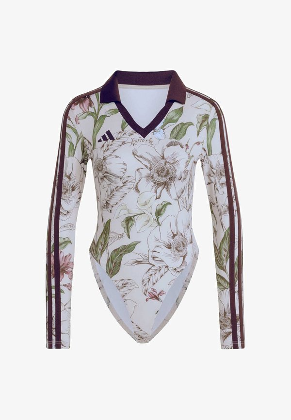 adidas Sportswear ADIDAS SPORTSWEAR ADIDAS X FARM RIO BODYSUIT - Long sleeved top - ecru tint/shadow brown/multicolor
