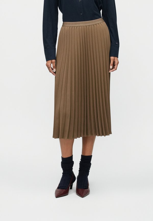 Tommy Hilfiger PLEATED TWILL MIDI SKIRT - Pleated skirt - nordic taupe