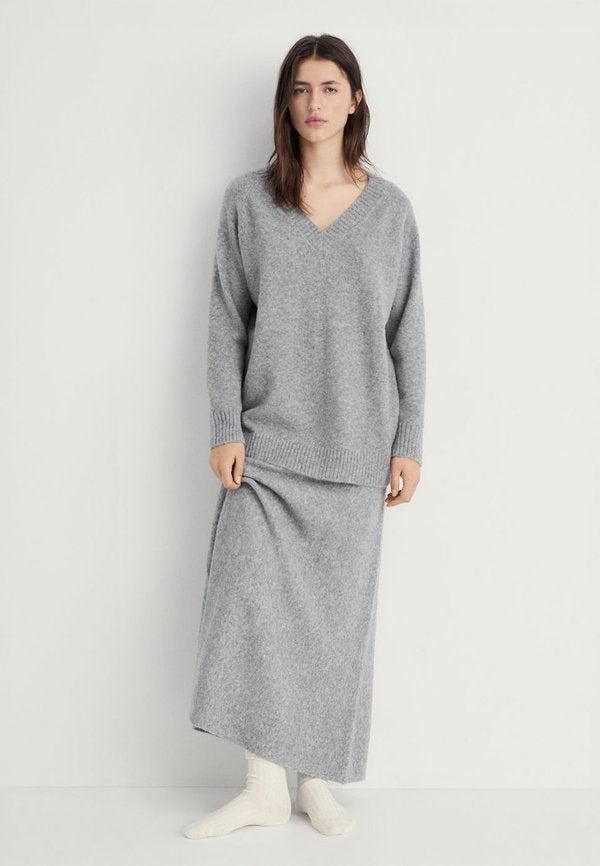 Mango V-NECK - Jumper - grey
