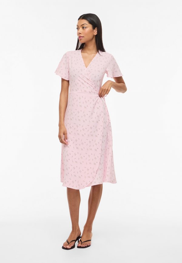 VILA VILOVIE S/S WRAP MIDI DRESS - NOOS