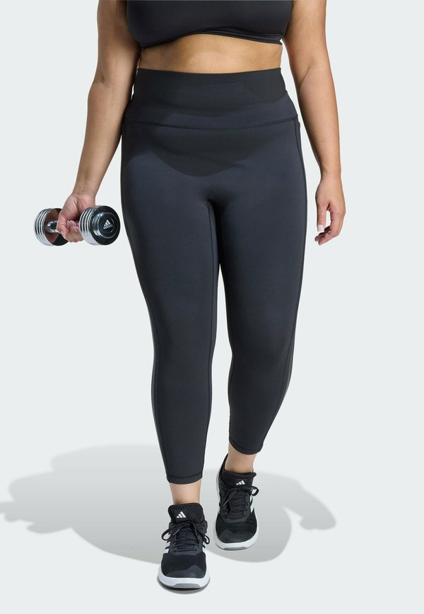 adidas Performance OPTIME WORKOUT 3-STRIPES 7/8 PLUS SIZE - Leggings - black