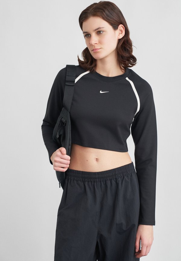 Nike Sportswear STREET BOLD CROP - Long sleeved top - black/chalk