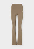 adidas Sportswear ESSENTIALS SMALL LOGO FLARED - Leggings - khaki six/white