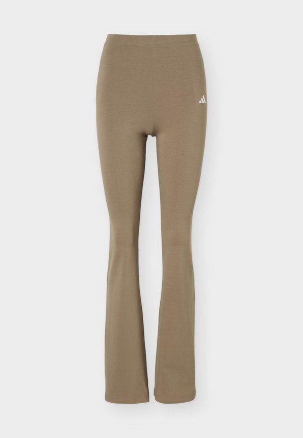 adidas Sportswear ESSENTIALS SMALL LOGO FLARED - Leggings - khaki six/white