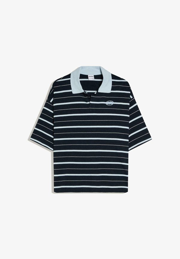 Bershka STRIPE - Polo shirt - dark blue